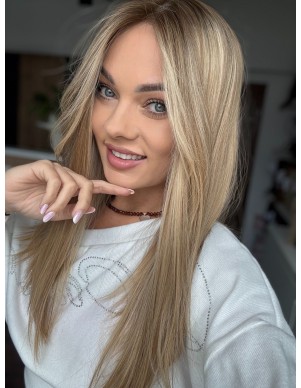 MILENA 50CM "M" LACE FRONT+MIKROSKÓRA DŁUGA PERUKA Z WŁOSÓW NATURALNYCH  PREMIUM 2