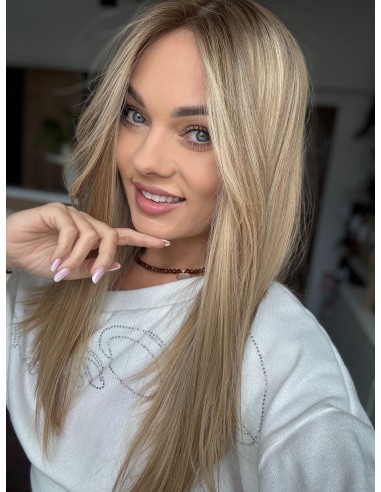 MILENA 50CM "M" LACE FRONT+MIKROSKÓRA DŁUGA PERUKA Z WŁOSÓW NATURALNYCH  PREMIUM