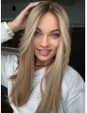 MILENA 50CM "M" LACE FRONT+MIKROSKÓRA DŁUGA PERUKA Z WŁOSÓW NATURALNYCH  PREMIUM