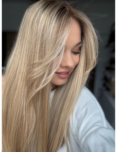 MILENA 50CM "M" LACE FRONT+MIKROSKÓRA DŁUGA PERUKA Z WŁOSÓW NATURALNYCH  PREMIUM