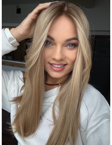 MILENA 50CM "S" LACE FRONT+MIKROSKÓRA DŁUGA PERUKA Z WŁOSÓW NATURALNYCH  PREMIUM