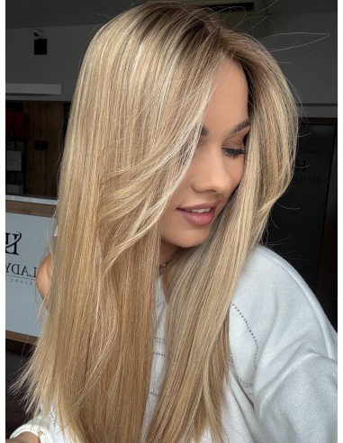 MILENA 50CM "S" LACE FRONT+MIKROSKÓRA DŁUGA PERUKA Z WŁOSÓW NATURALNYCH  PREMIUM