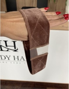 Opaska welurowa pod perukę-średni  brąz 2