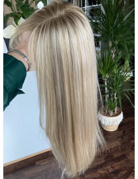 Topper z włosów naturalnych Sheila – blond 55 cm, mikroskóra