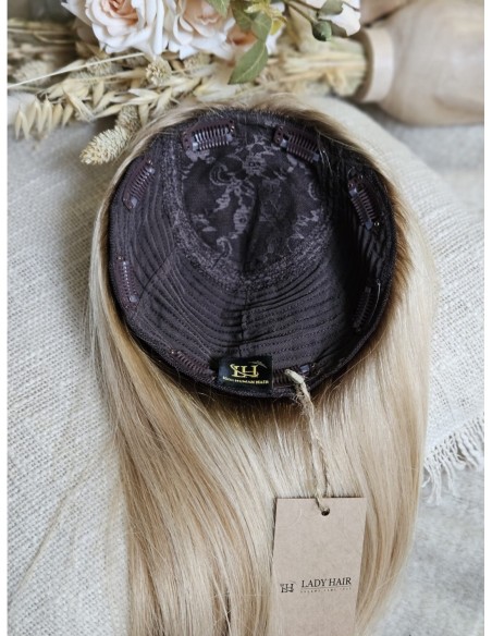Topper z włosów naturalnych Sheila – blond 55 cm, mikroskóra