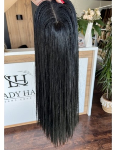 Freya 60 cm Długi topper z włosów naturalnych z grzywką