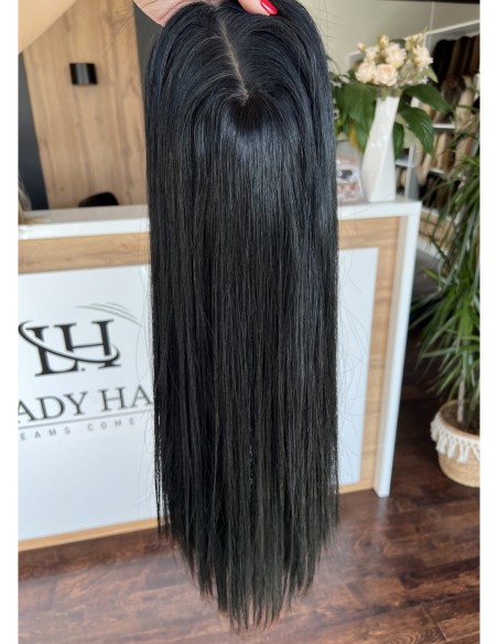 Freya 60 cm Długi topper z włosów naturalnych z grzywką
