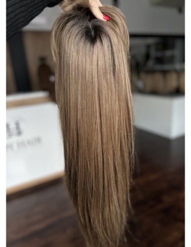Julia 55-60 cm Długi - Topper z włosów naturalnych z grzywką