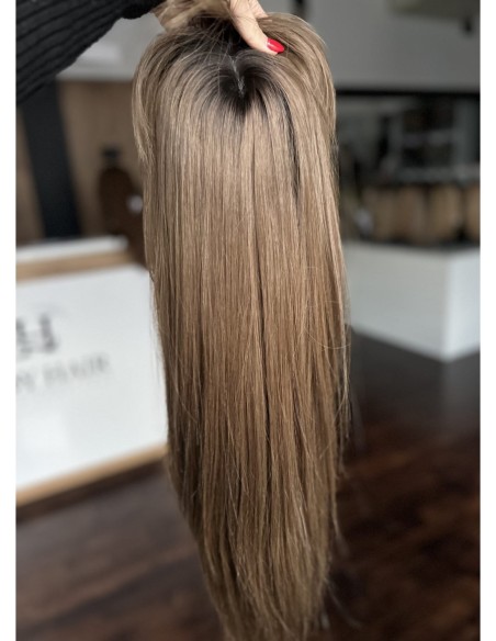 Julia 55-60 cm Długi - Topper z włosów naturalnych z grzywką