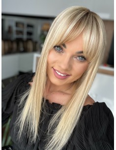 Natalia z grzywką 45 cm-Mono topper z włosów naturalnych
