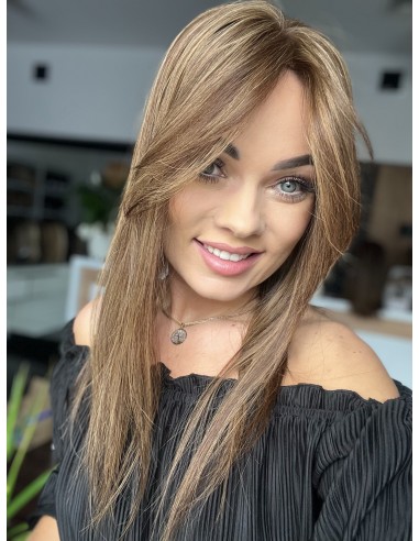 Natalia 09 z grzywką Hollywood 45 cm-Mono topper z włosów naturalnych