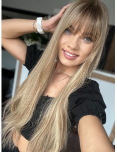 MILENA 70 CM Z GRZYWKĄ DŁUGI TOPPER Z WŁOSÓW NATURALNYCH  PREMIUM