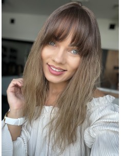 "Gabi z grzywką 40  cm Peruka z włosów naturalnych  falowanych "S/M" PREMIUM