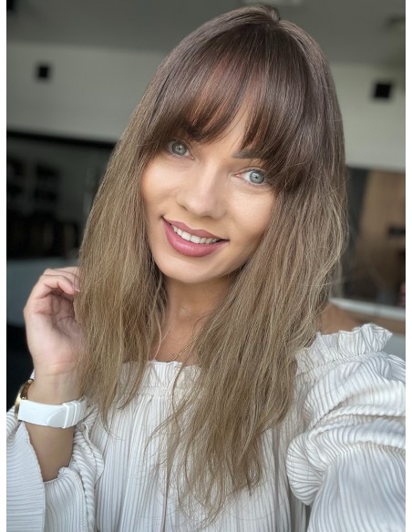 "Gabi z grzywką 40  cm Peruka z włosów naturalnych  falowanych "S/M" PREMIUM