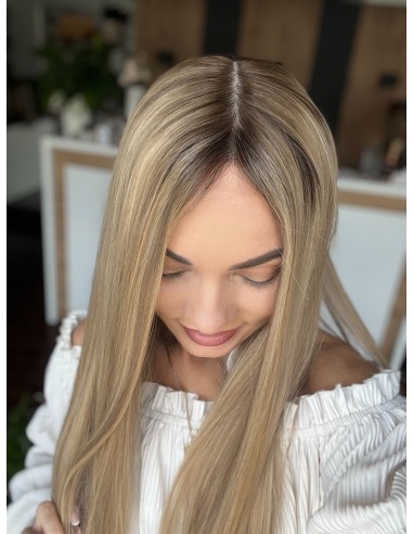 "MILENA 55CM "M"  "DŁUGA PERUKA Z WŁOSÓW NATURALNYCH  PREMIUM  -MIKROSKÓRA
