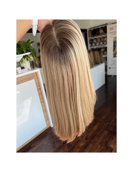 MILENA 40CM "M" DŁUGA PERUKA Z WŁOSÓW NATURALNYCH  PREMIUM  -MIKROSKÓRA