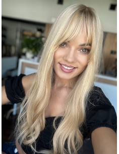 Topper z włosów naturalnych Sheila – blond 55 cm, mikroskóra 2