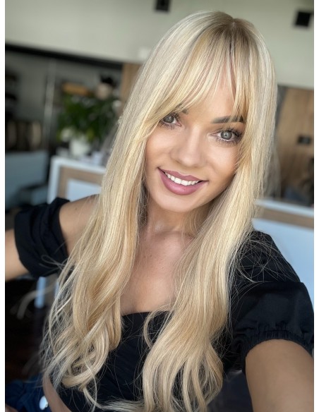 Topper z włosów naturalnych Sheila – blond 55 cm, mikroskóra