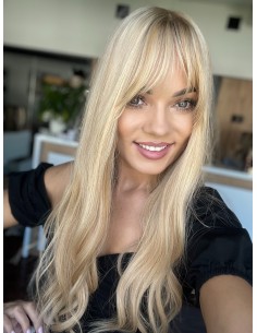 Topper z włosów naturalnych Sheila – blond 55 cm, mikroskóra