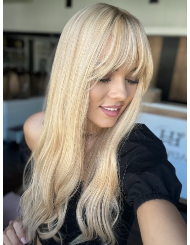 Topper z włosów naturalnych Sheila – blond 55 cm, mikroskóra