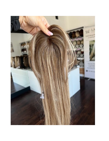 Grzywka/mini topper  z włosów naturalnych D8 baleyage blond 45 cm