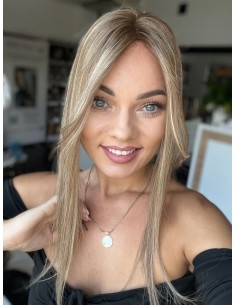 Grzywka/mini topper z włosów naturalnych baleyage blond 45 cm 2