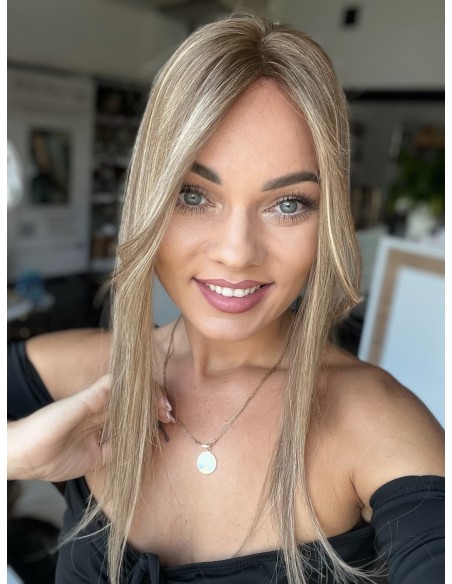 Grzywka/mini topper  z włosów naturalnych D8 baleyage blond 45 cm