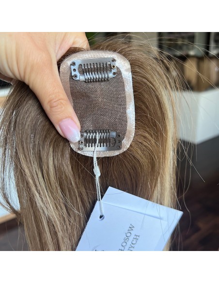 Grzywka/mini topper  z włosów naturalnych D8 baleyage blond 45 cm