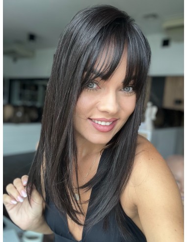 Ina 45cm z grzywką  silk top-topper z włosów naturalnych   z możliwością podklejania