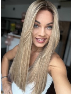 MILENA 55CM "M" DŁUGA PERUKA Z WŁOSÓW NATURALNYCH  PREMIUM  -MIKROSKÓRA 2