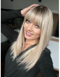 ANIA 45 CM Z GRZYWKĄ "M"-PERUKA LACE FRONT Z WŁOSÓW NATURALNYCH+MIKROSKÓRA