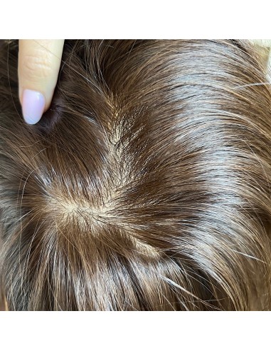 Ila K2 z grzywką+mikroskóra-Krótka peruka z włosów naturalnych