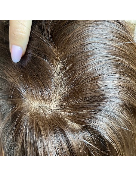 Ila K2 z grzywką+mikroskóra-Krótka peruka z włosów naturalnych