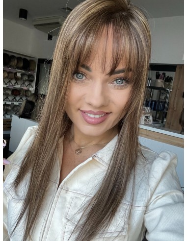 Natalia 09 z grzywką Hollywood 45 cm-Mono topper z włosów naturalnych