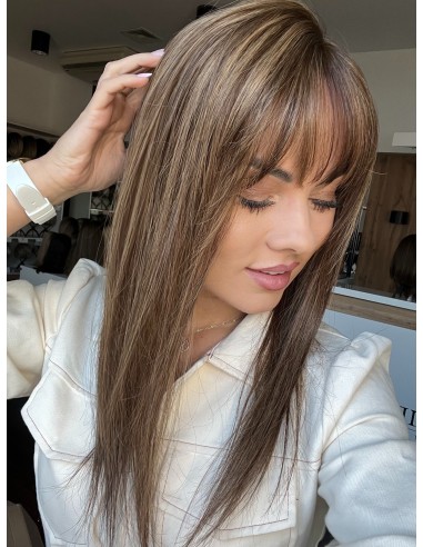 Natalia 09 z grzywką Hollywood 45 cm-Mono topper z włosów naturalnych