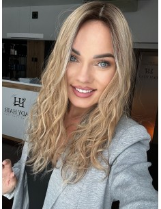 MILENA 50 CM DŁUGI TOPPER Z WŁOSÓW NATURALNYCH  KRĘCONYCH 2