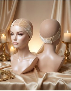 Opaska welurowa pod perukę-beżowa