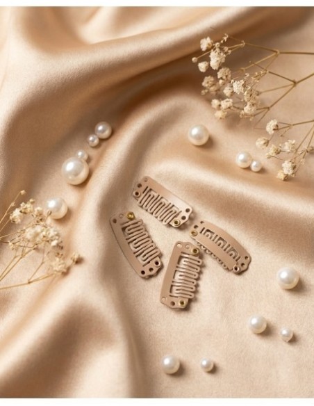 Spinki clip-in  4 sztuki-beżowe  do topperów Joni