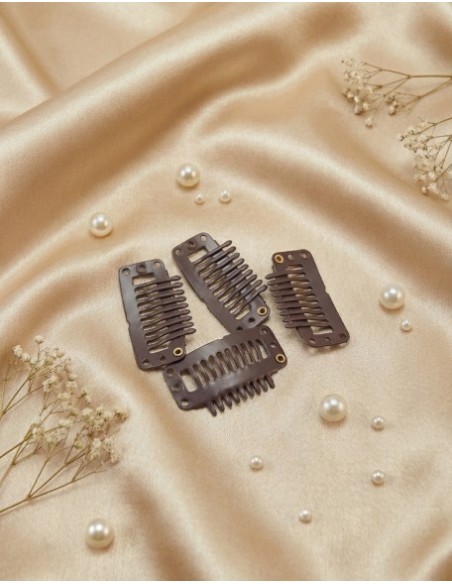 Spinki clip-in  4 sztuki-brązowe