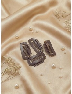 Spinki clip-in  4 sztuki-brązowe