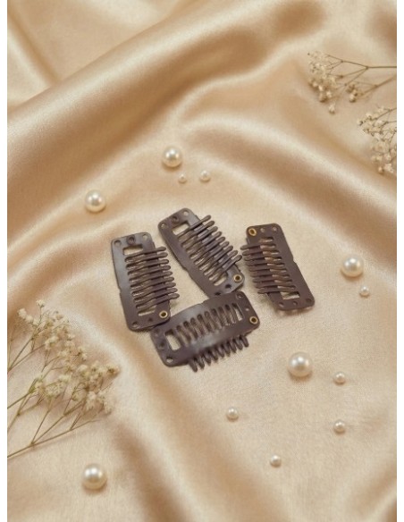 Spinki clip-in  4 sztuki-brązowe