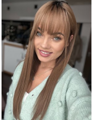 Julia 55-60 cm Długi - Topper z włosów naturalnych z grzywką