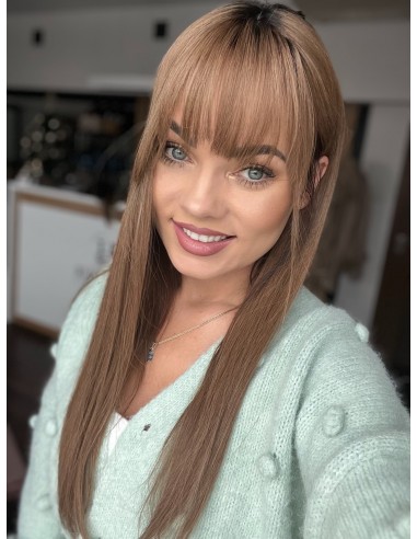 Julia 55-60 cm Długi - Topper z włosów naturalnych z grzywką
