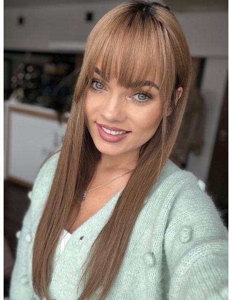 Julia 55-60 cm Długi - Topper z włosów naturalnych z grzywką