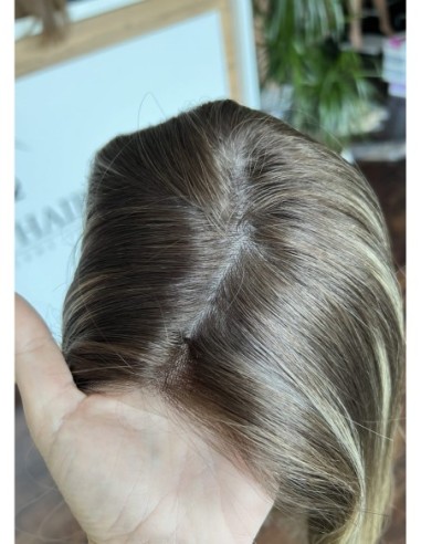 BAJA 45 CM- Peruka z włosów naturalnych   "S" PREMIUM -Mikroskóra