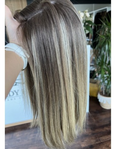 BAJA 45 CM- Peruka z włosów naturalnych   "S" PREMIUM -Mikroskóra