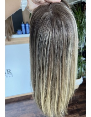 BAJA 45 CM- Peruka z włosów naturalnych   "S" PREMIUM -Mikroskóra