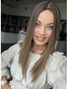 BAJA 45 CM- Peruka z włosów naturalnych   "S" PREMIUM -Mikroskóra