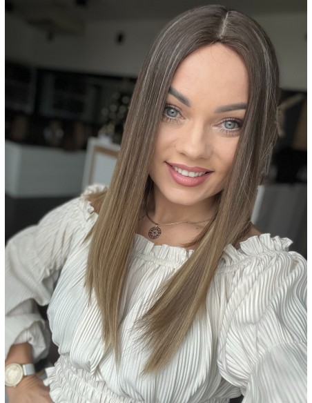 BAJA 45 CM- Peruka z włosów naturalnych   "S" PREMIUM -Mikroskóra