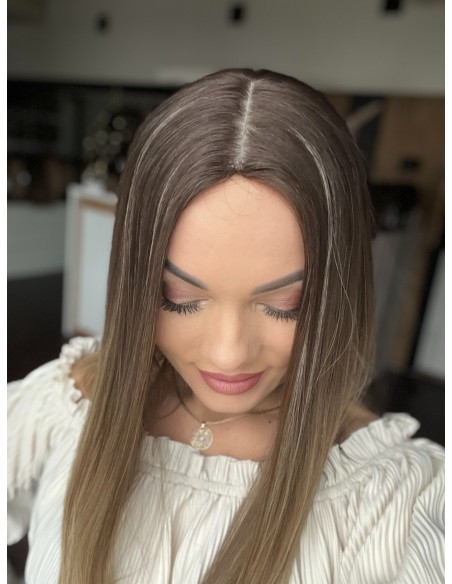 BAJA 45 CM- Peruka z włosów naturalnych   "S" PREMIUM -Mikroskóra